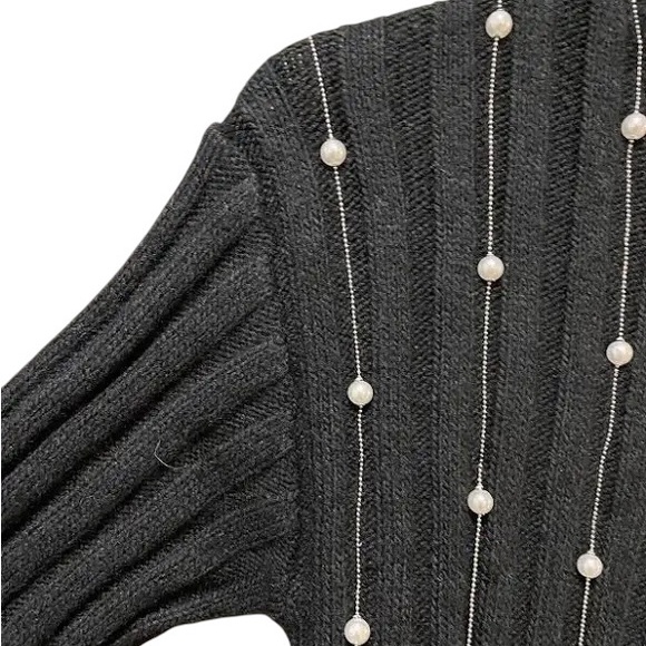 Zara Fringed Pearl Knit Wool Blend Sweater - Picture 11 of 16